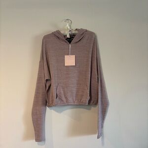 Kittenish Purple Gray Cropped Hoodie Sweatshirt